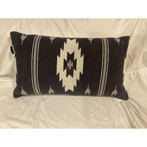 Mezzo Feather Filled Lumbar Throw Pillow 25"x14" Southwest Print Grayish Blue